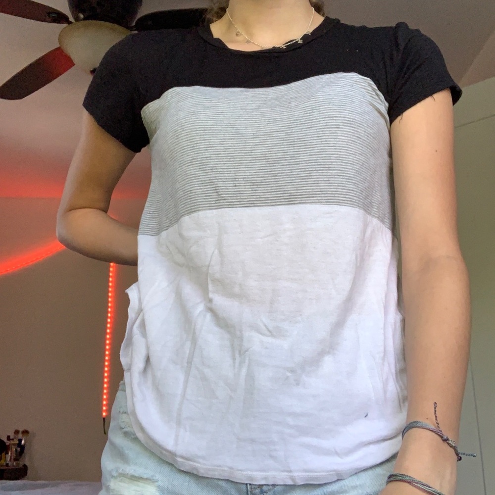 Maurices black grey and white top